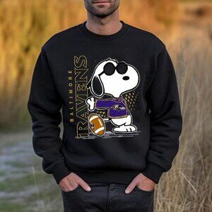 Snoopy Joe Cool Baltimore Ravens Sweatshirt NFL Football Crewneck Fan 05